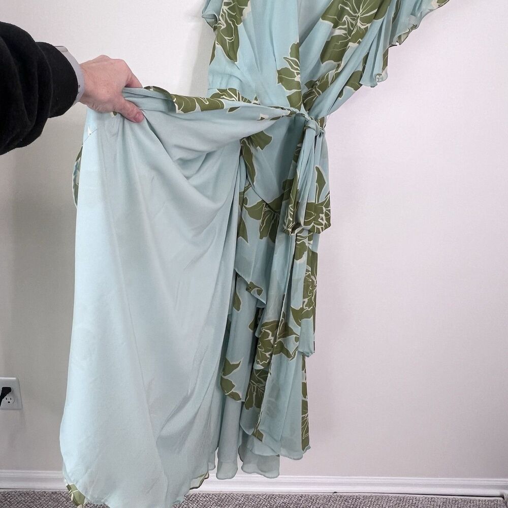 Anthropologie Light Blue Maxi Dress with Olive Floral Print - Picture 10 of 13